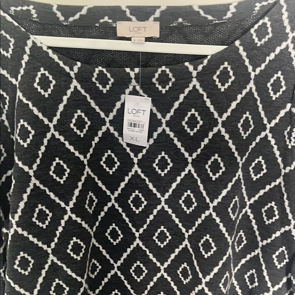 NWT LOFT Black and White Geometric Dress